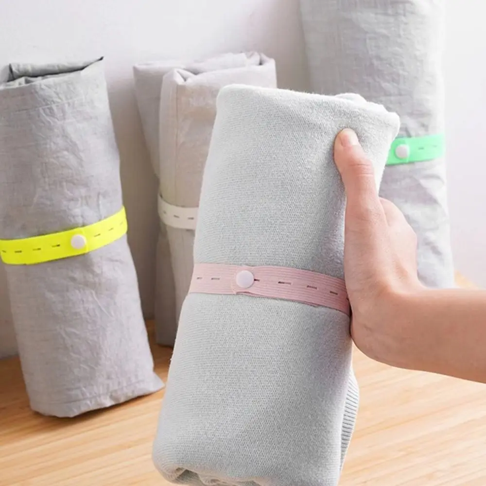 

10/30Pcs DIY Craft Sewing Garment Elastic Bands Nylon with Button Hole Adjustable Roll-up Multipurpose Folding Clothes Band