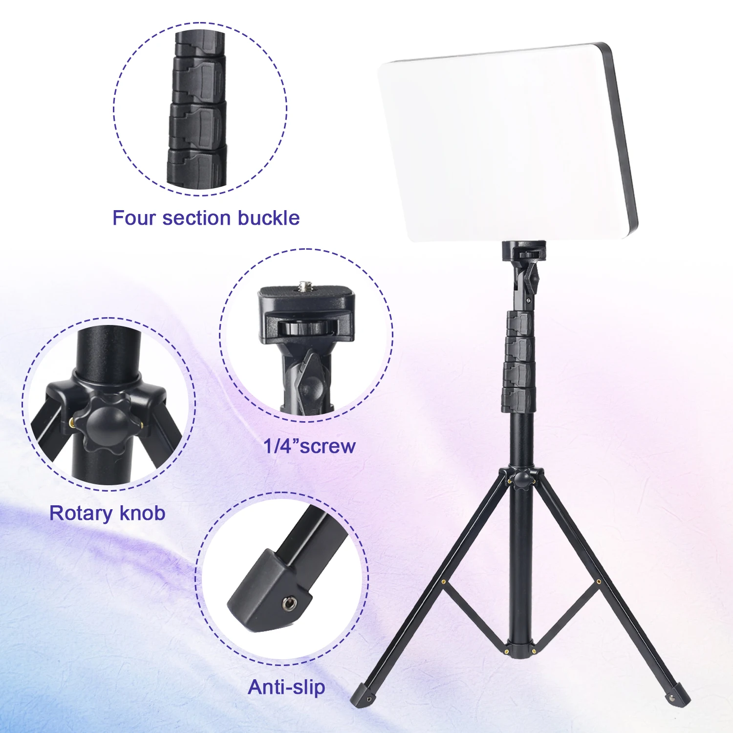 مصباح LED متعدد الاستخدامات مقاس 10 بوصات مع حامل ثلاثي القوائم مقاس 145 سم - تعديل الألوان بثلاثة مستويات - مثالي للبث ومقاطع الفيديو والصور