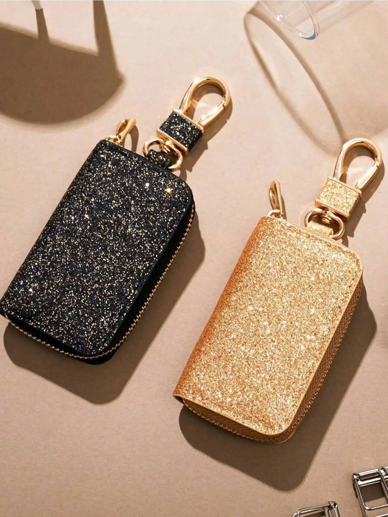 PU Leather Zipper Key Holder Organizer Car Key Bag Wallet Men Women Fashion Simple Key Case Bag Keychain Wallet