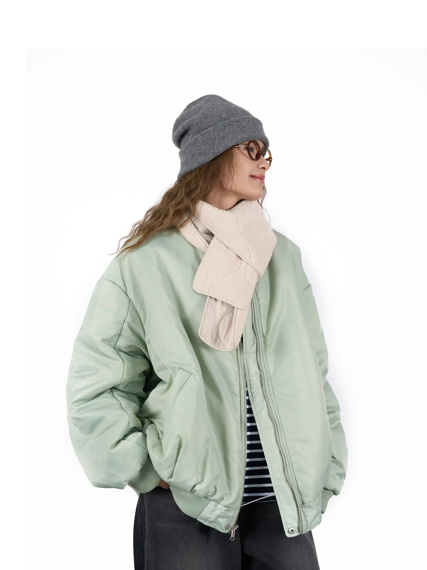 Autumn and winter women\'s casual solid color loose double-sided jacket