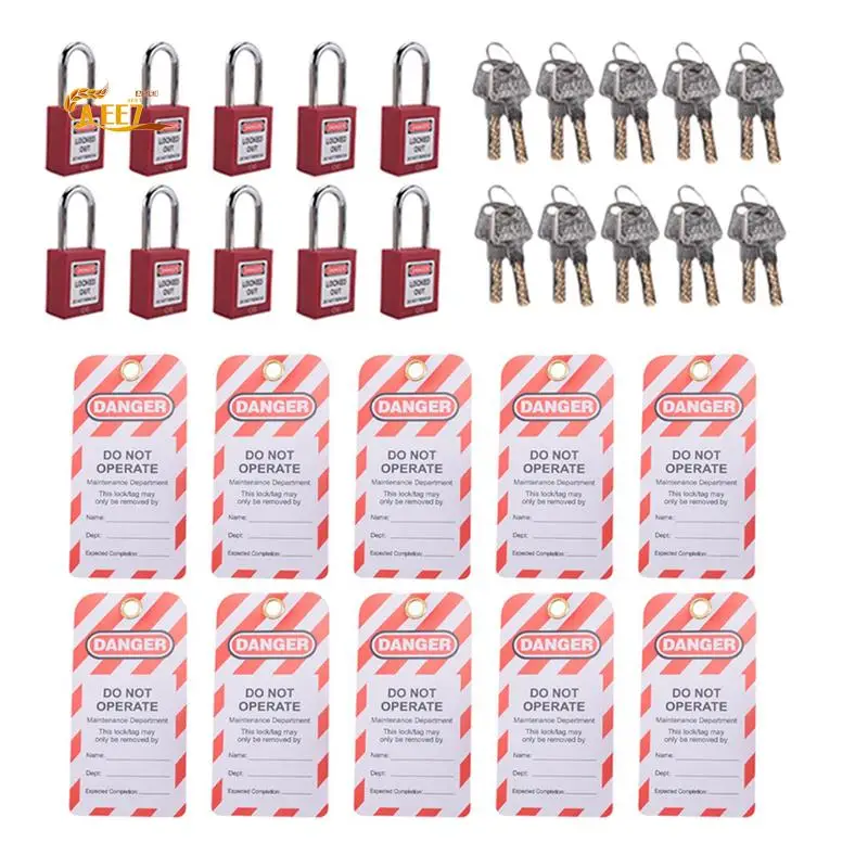 

AEE7-Lockout Tagout Lock With 10 Lock Out Tag Out Tags, Keyed Different,Compliant Safety Locks(Red,Keyed Different)