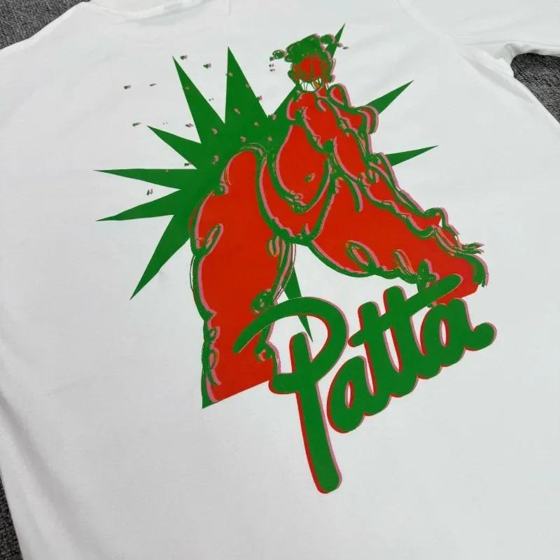 New Arrival Patta Red Green Abstract Print T-Shirt Men Oversized Streetwear Short Sleeve Tops