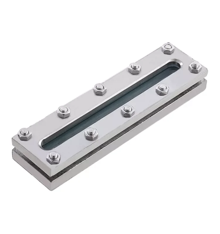 For Frame 200 SS304 Rectangular Sandwich Long Strip Sight Glass Flat Liquid Level Viewer Hexagon Head Bolt Mount