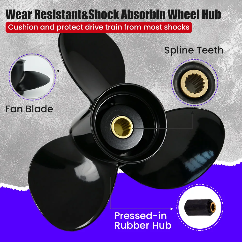 10.3x13 Outboard Propeller for Johnson 15 20 25 30 35HP Boat Aluminum Alloy Screw 3 Blade 14 Spline Marine Engine Part 778863