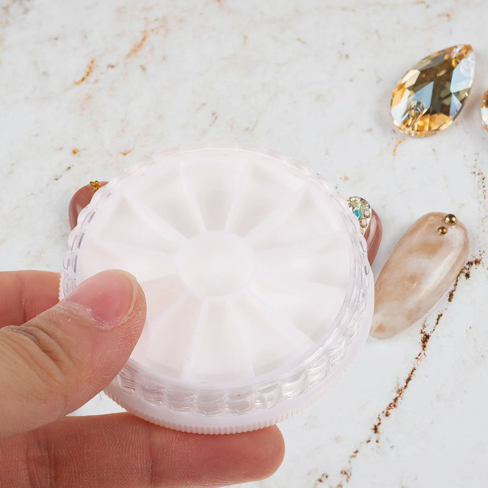 Caja organizadora para decoración de uñas, contenedor de almacenamiento práctico y seguro de plástico para gemas, dijes, decoración artesanal, uso en salón en casa, 2 uds.