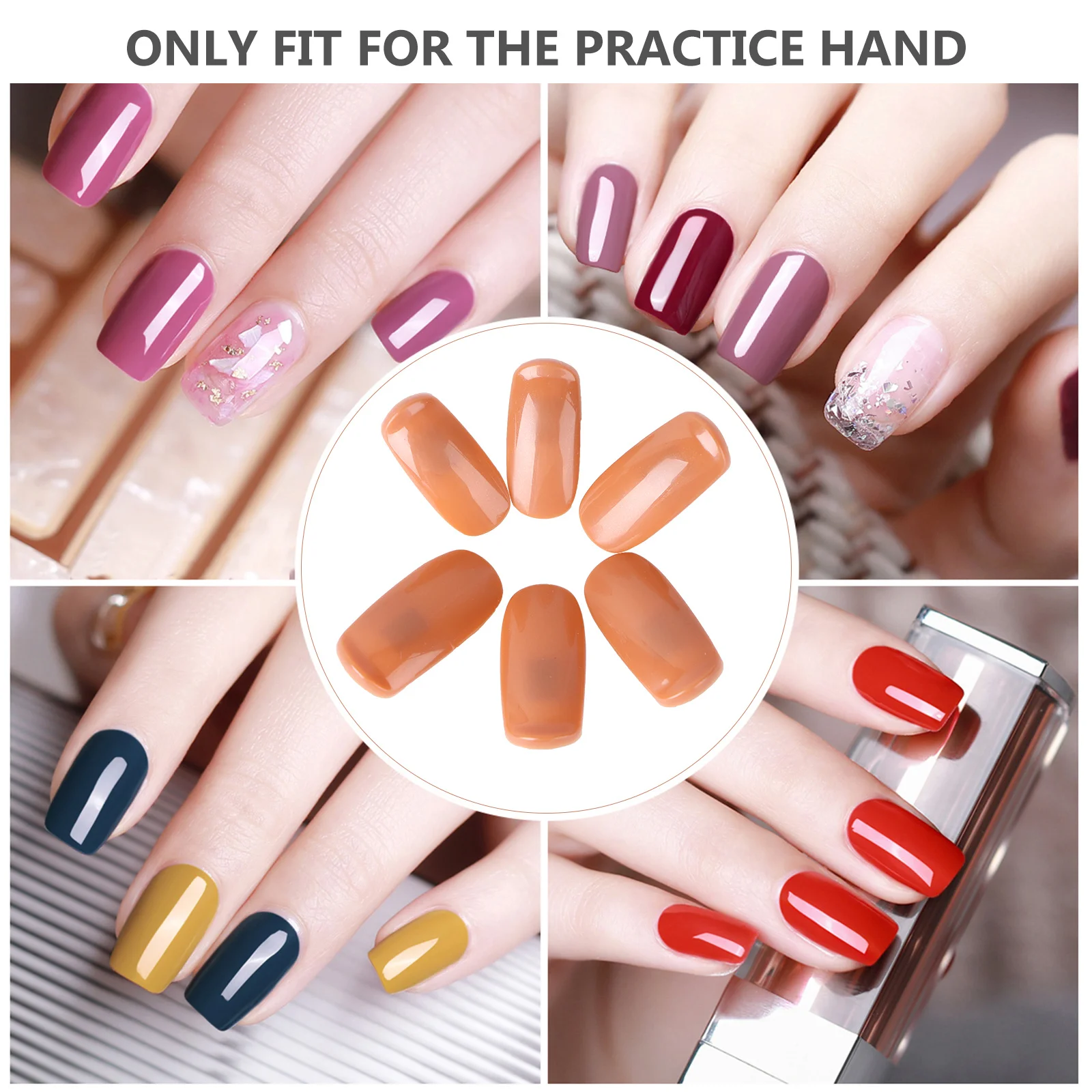 200 قطعة ممارسة مسمار تلميح قوي سهل تطبيق الغراء البولندية الزينة المبتدئين الفن صالون المنزل ممارسة مسمار تلميح الأظافر كاذبة #5