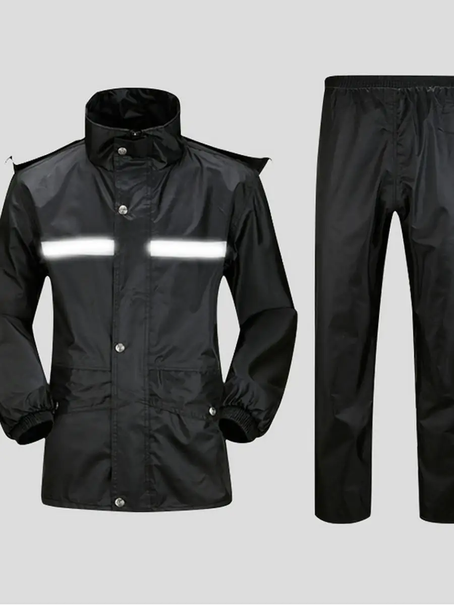 

Thickened Double Layer Waterproof Windproof Unisex Adult Rain Suit Separate Design for Hiking Vehicle Motorcycle