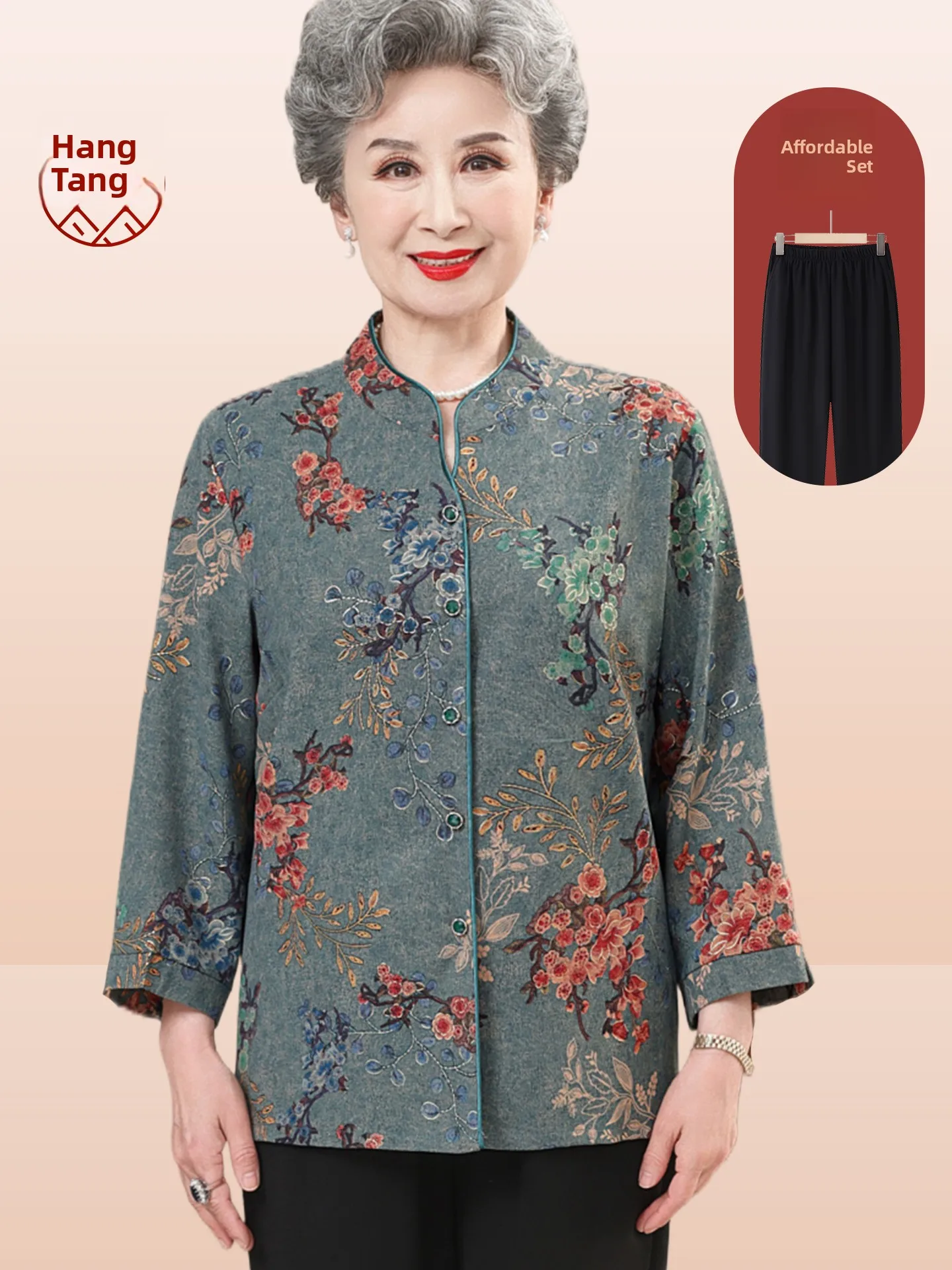 

Элегантная традиционная китайская рубашка для пожилых женщин: летняя мода, весенняя одежда для мам, топы для дам 60-70 лет