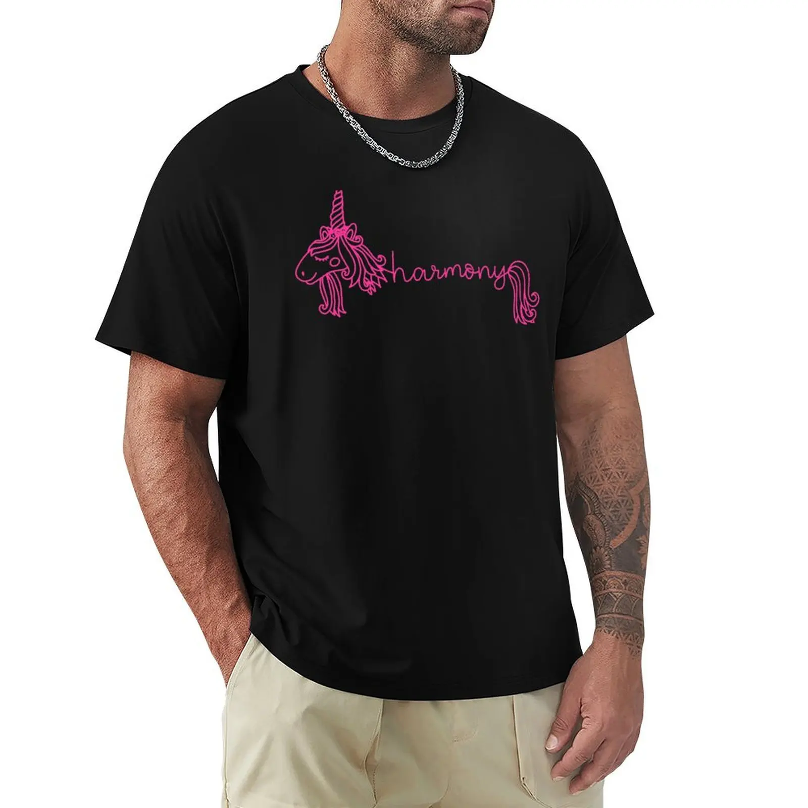 

Harmony Pink Unicorn Personalized Girl Name T-Shirt tshirts personalised topping custom t shirt Short sleeve tee men