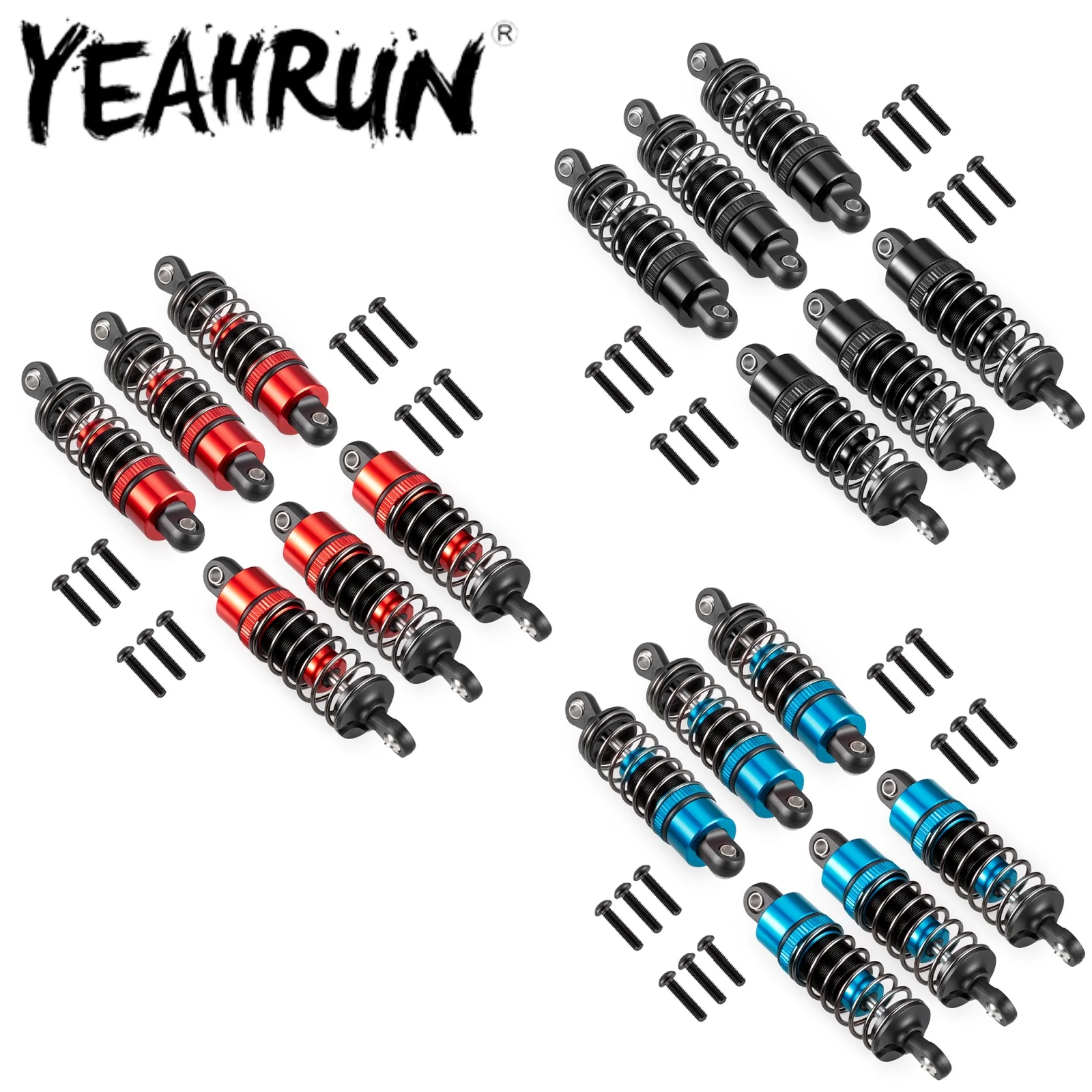 YEAHRUN 6Pcs Metal Shock Absorber Extend 60mm Front & Rear for 1:18 Tamiya 1/18 KONGHEAD RC Car Upgrade Parts