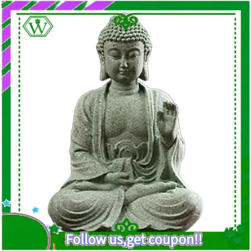 

A18P-Thailand Sandstone Statue Fish Tank Decoration Mini Buddhism Figurine Desk Topper Tablescape Decor Home