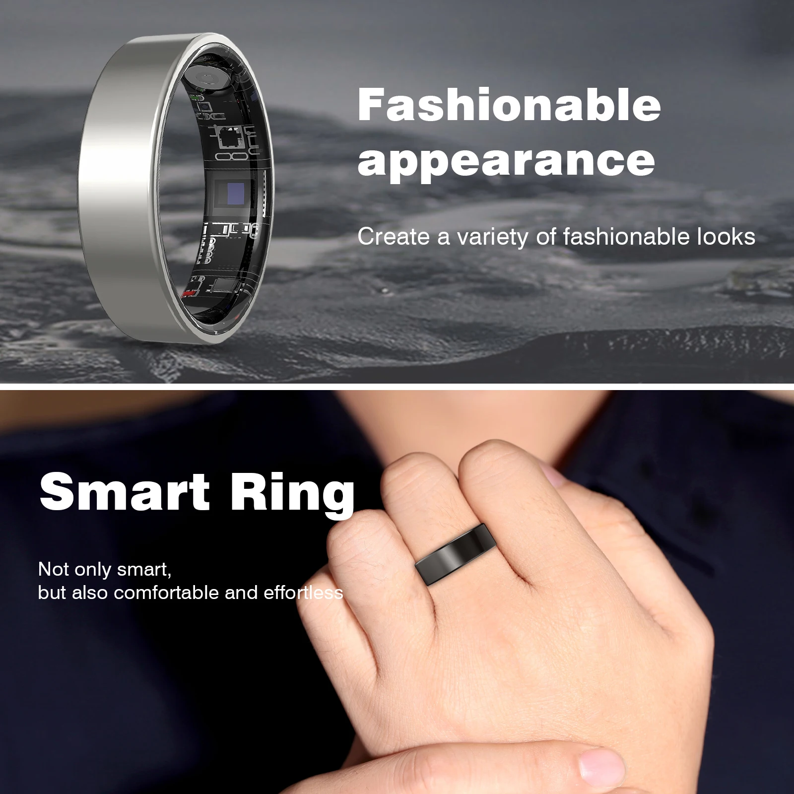 Smart ring, sleep tracking, motion monitoring, compatible with iPhone and Android, smart gift, suitable for men and women