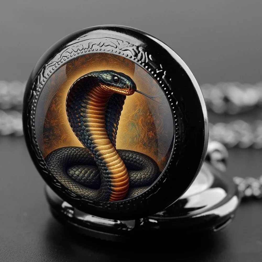 

Дизайн Кобры, специальный подарок, купольные кварцевые карманные часы, арабские цифры, циферблат, винтажное мужское и женское ожерелье, кулон, креативные часы, подарок