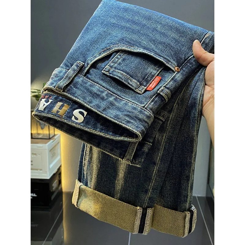 All-Matching Slimming Oversized Jeans Men's 2023 New Autumn and Winter High-End Stretch Tight Feet Casual Long Pants