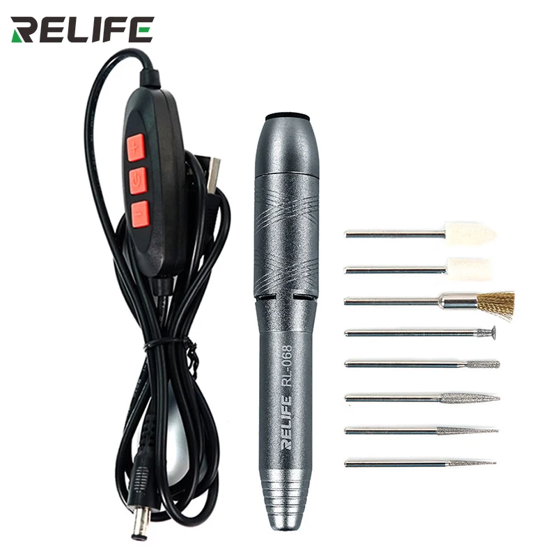 RELIFE RL-068 Electric Adjustment Grinding Pen for Mobile Phone CPU Repair Cutting Tool Mini Grinding Polishing Pen Machine Kit