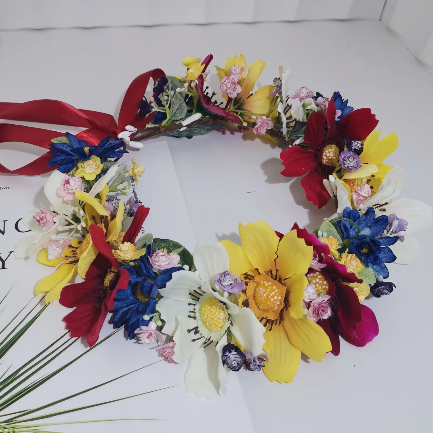 Colorful Flower Hairband Wedding Hair Accessory Women Headdress Engagement Headpiece Bridal Hairwear Romantic Daisy Floral Crown