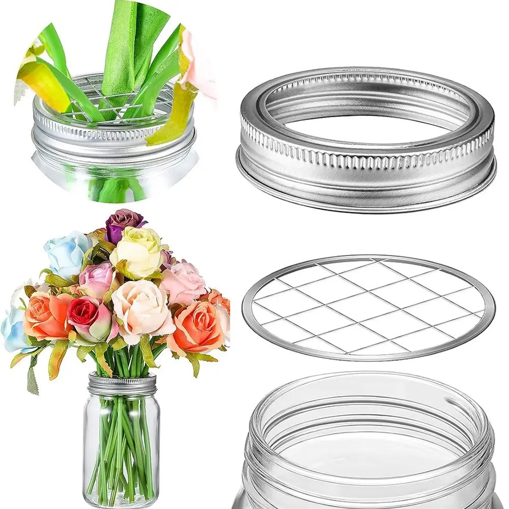 1pc with Square Grids Mason Flower Jar Lid Organizer Lid Space Saving Mason Jar Lids Insert Mason Grid Flower Organizer Lid