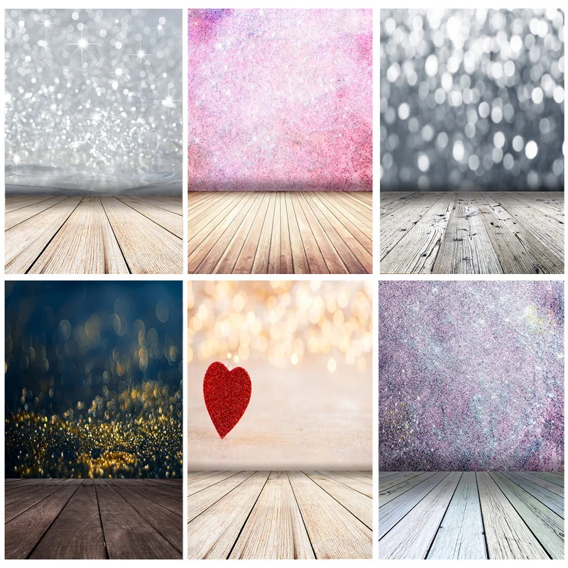 

SHUOZHIKE Light Spot Bokeh Glitter Wooden Floor Portrait Photography Backdrops Props Photo Studio Backgrounds LX-04