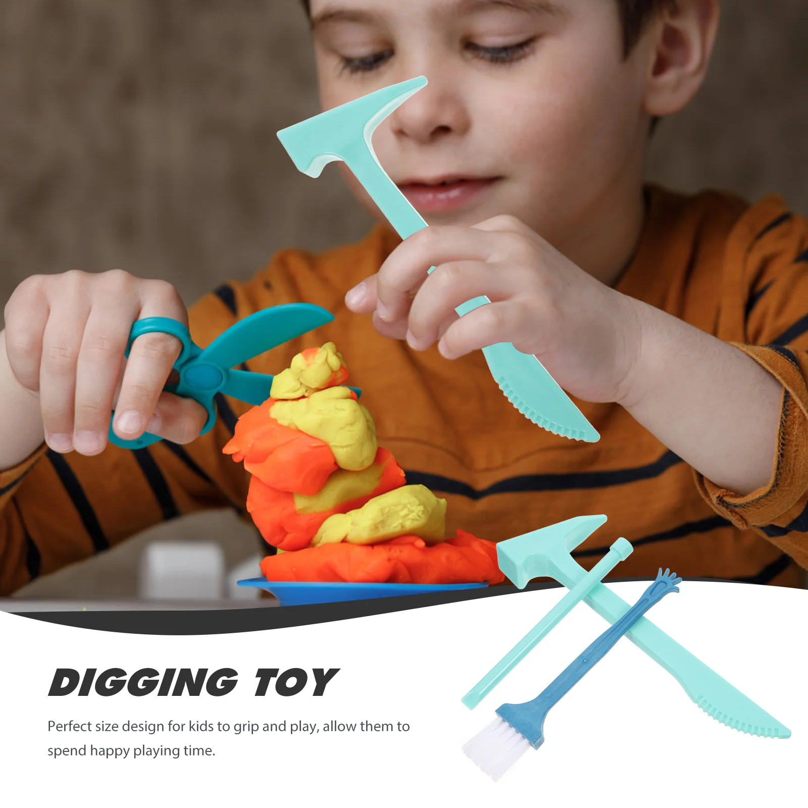 Digging Brushes Archaeological Excavation Tools Gem Kit for Kids Equipment Sky-blue Plastic Educational Toys