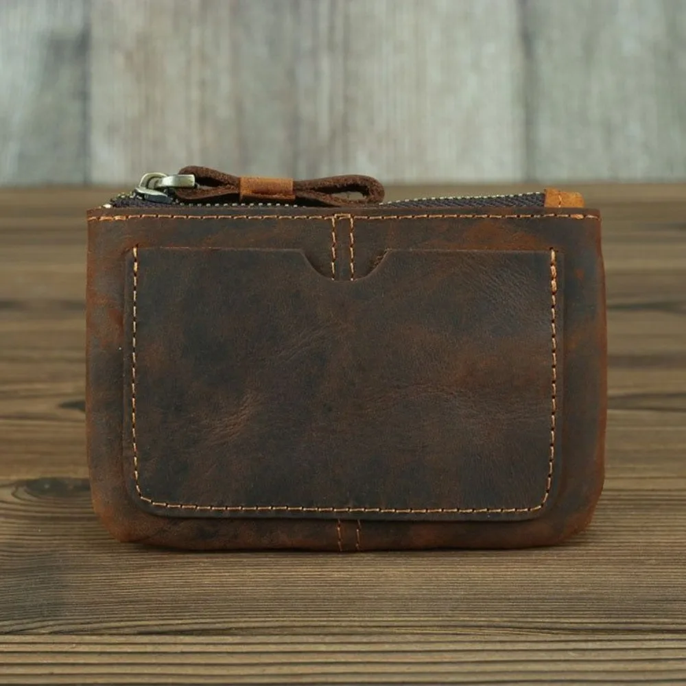 Handmade Leather Coin Purse with Zipper
