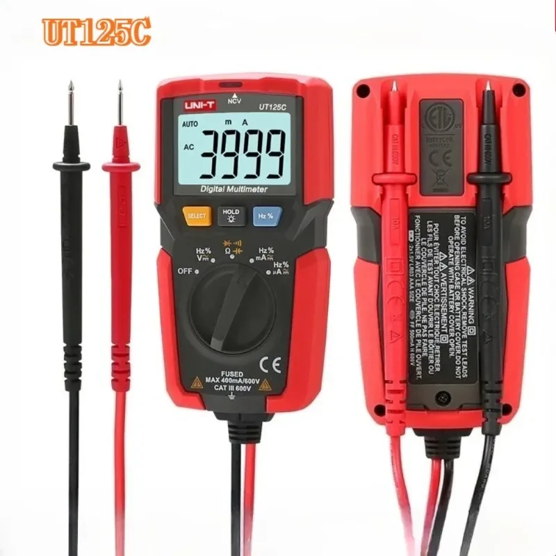 

UNI-T UT125C Mini Pocket Digital Multimeter Temperature Tester Resistor Capacitor Frequency Diode NCV Test Low Voltage Display