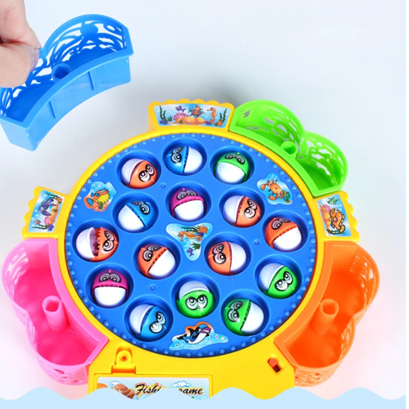 Juego de pesca giratorio eléctrico para niños, juego de placa de pescado Musical, juguetes magnéticos para deportes al aire libre, regalos para niños