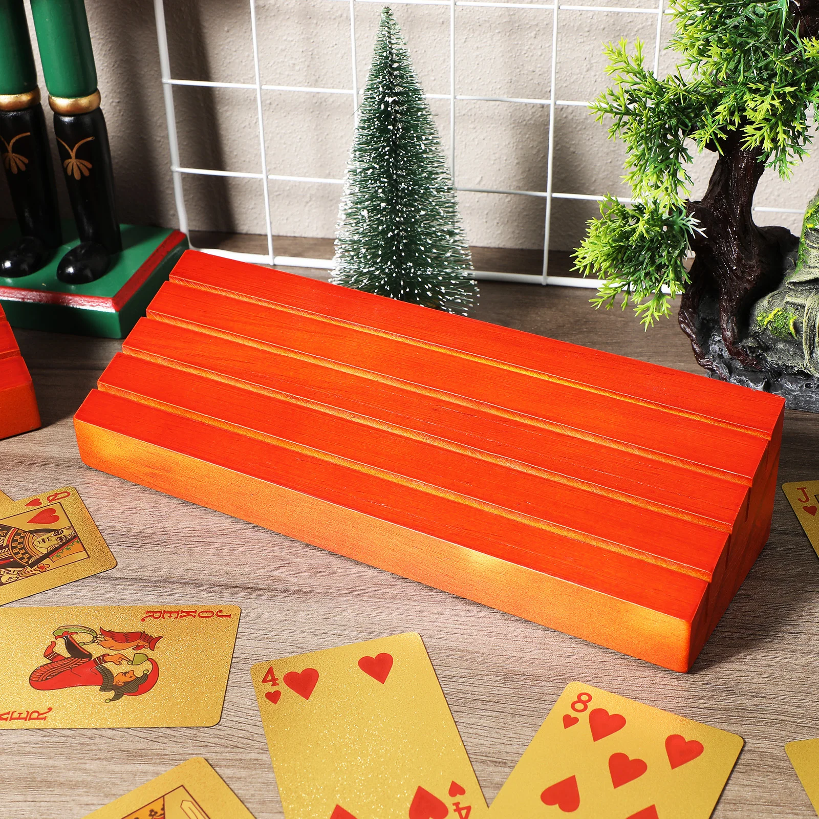 

2 шт. держатель для карт деревянная основа с прорезями дизайн вертикальная подставка для игральных карт мост игровой дисплей органайзер подставка для игровых карт