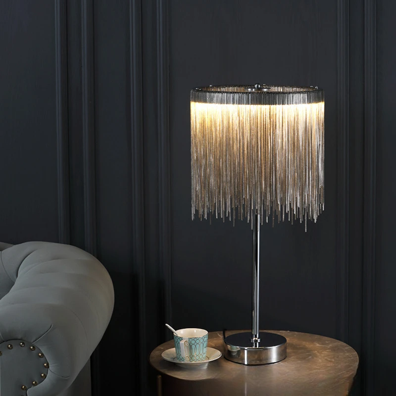 Light luxury tassels, Nordic designer living room, live broadcast room, simple and creative bedroom, bedside table lamp