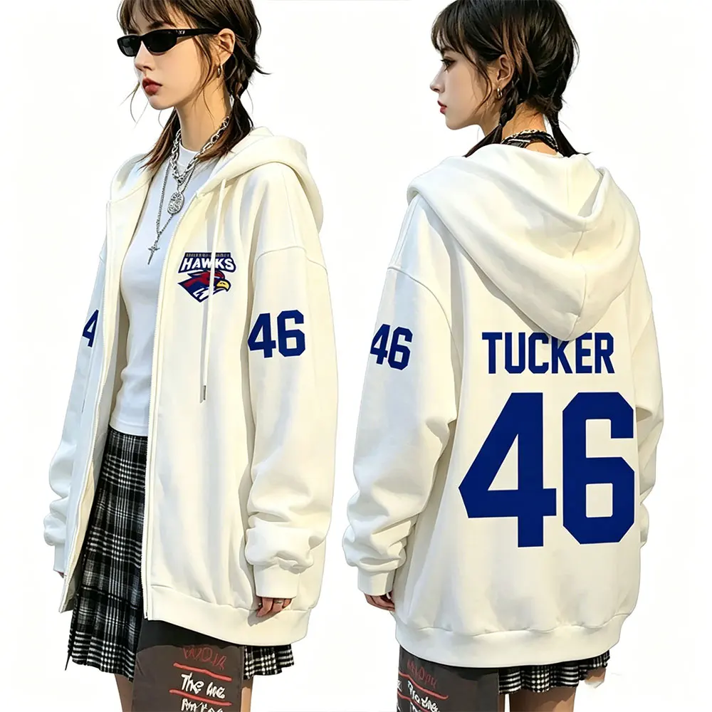 

Off Campus Briar University Hockey Tucker 46 Zipper Hoodie Men Women Fashion Retro Oversized Zip Up Jacket Sweatshirt Streetwear