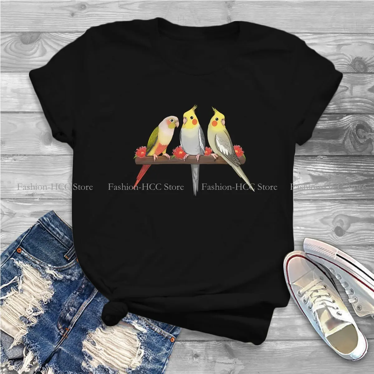 Emily Round Collar TShirt Conure Cockatiel Classic Polyester T Shirt Women Tops New Design