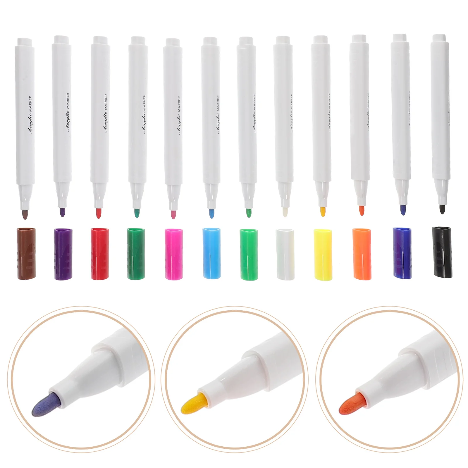 

12Pcs Acrylic Paint Markers Set Fine Point Ergonomic Design for Drawing Coloring Sketching Writing Art Supplies