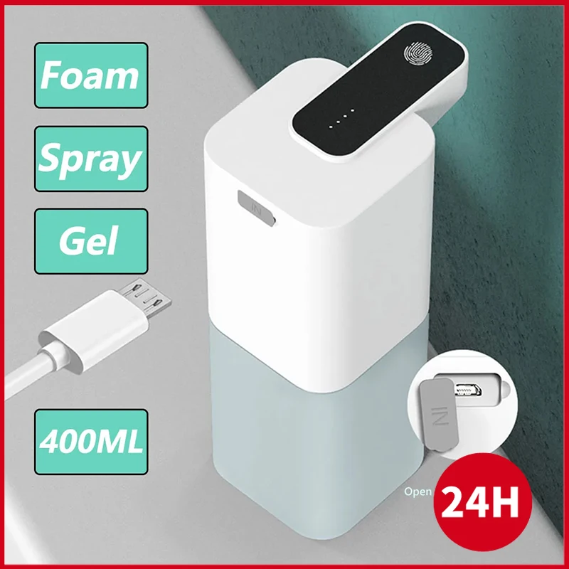 400ML Automatic Liquid Soap Machine Intelligent Charging Foaming Dispenser Wall Mounted Touchless Sensor for Bathroom School