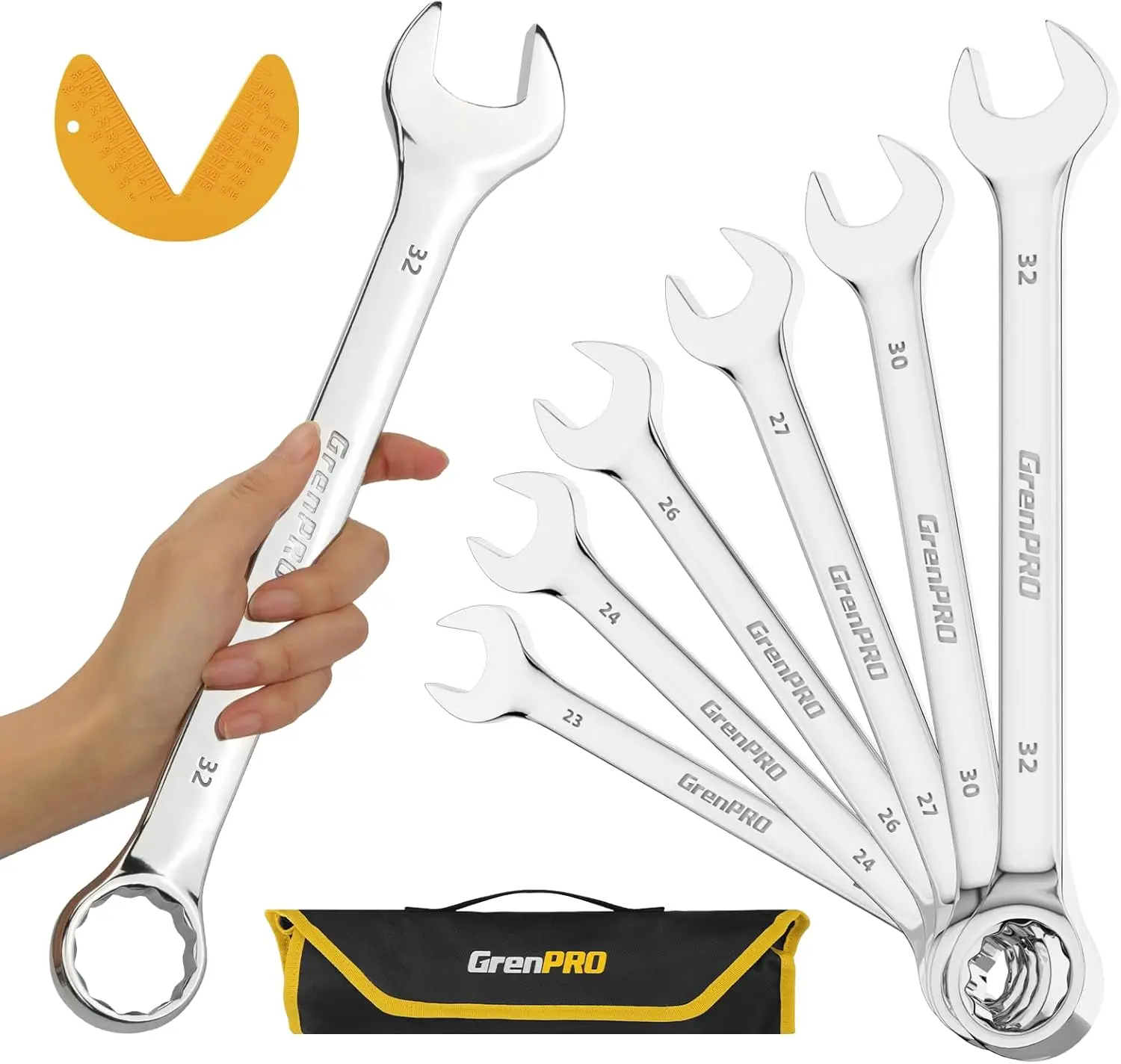 

Набор метрических ключей из 7 предметов с рулонным чехлом, размеры от 23 мм до 32 мм, длинные рожковые ключи для удобства использования