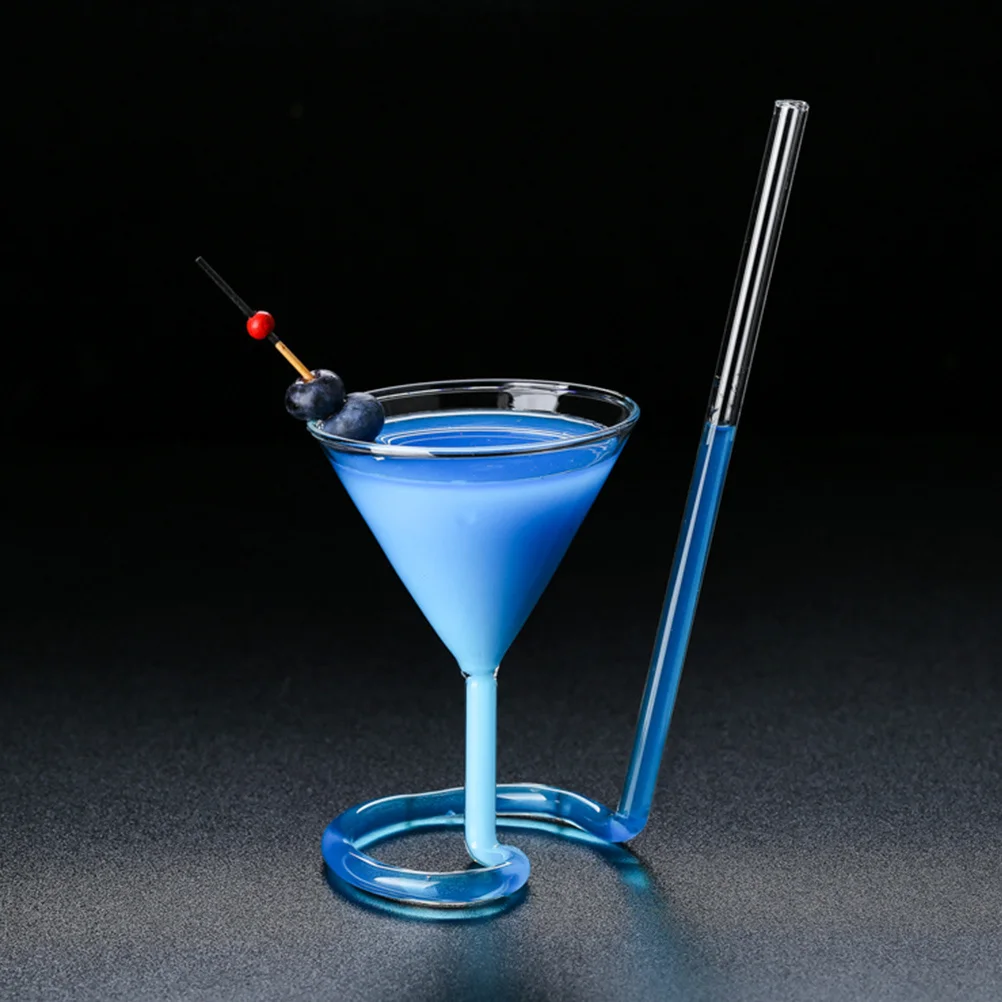 

Spiral Wine Glass Pink Creative Cocktail Glass Long Tail Straw Barware Perfect for Party Beach Outdoor Wine Cup