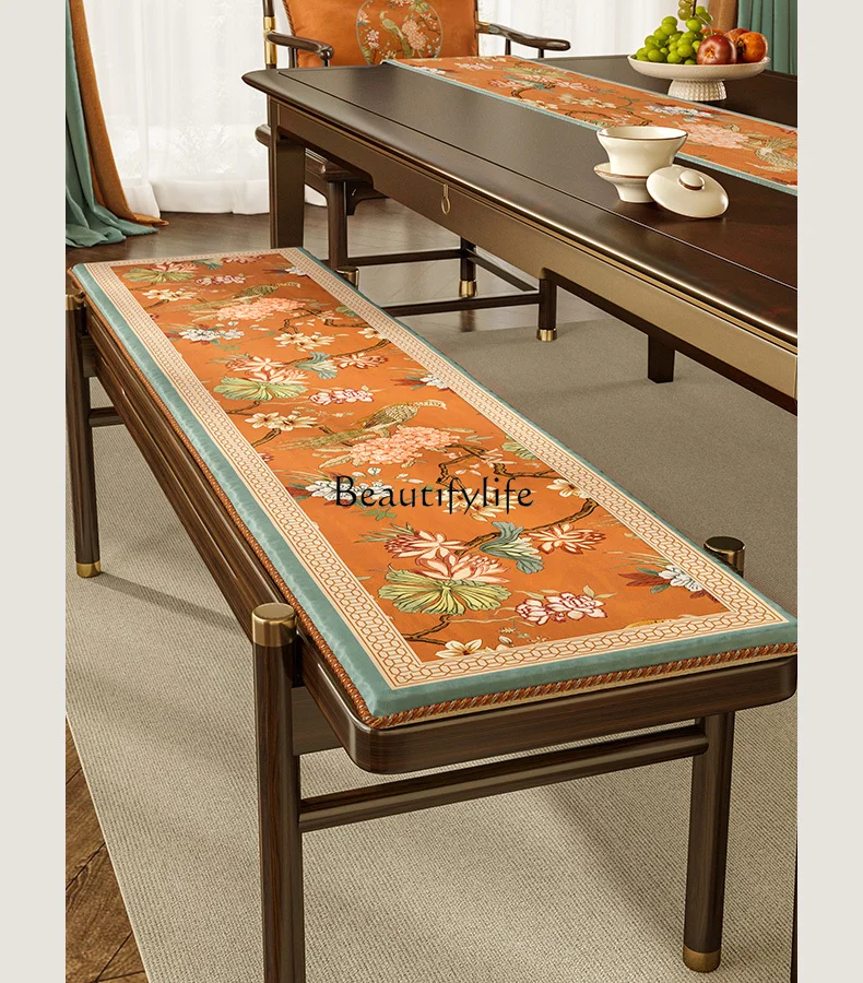 National Style Bench Mat Door Shoes Changing Mahogany Solid Wood Bench Sponge Mat Customization