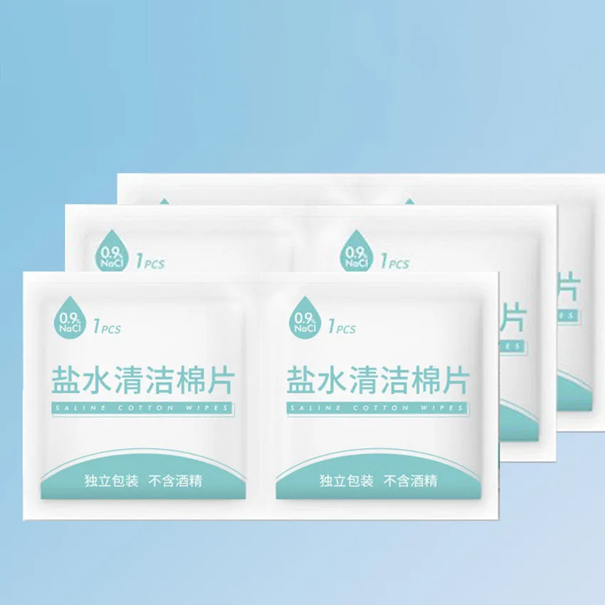 

100 Individually Packaged Disposable Saline Wet Wipes for Beauty Cleaning Eyebrow Tattooing Disinfection and Skin Care