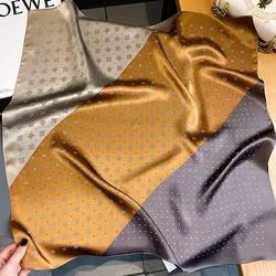 Sciarpa di seta di marca di lusso 2023 scialli e involucri quadrati da donna sciarpe da donna Foulard con fazzoletto da collo per capelli piccoli da ufficio 70*70cm