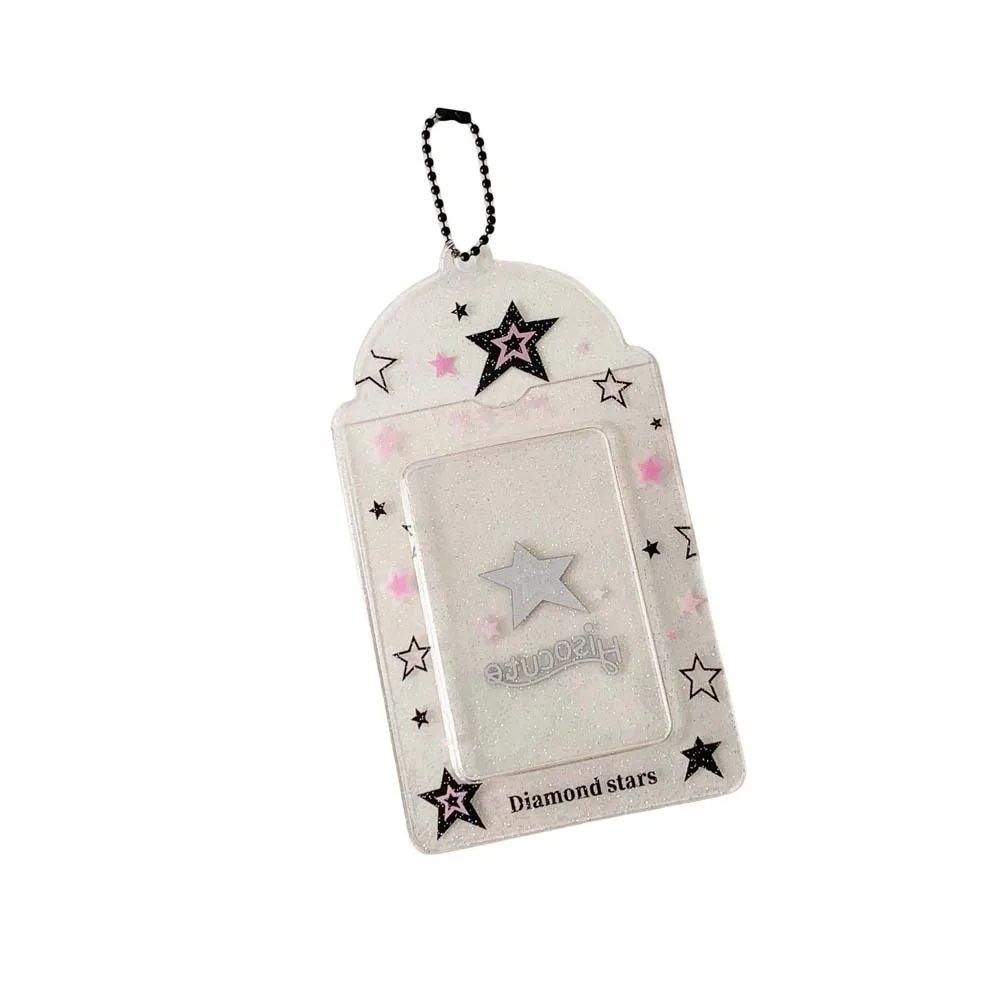 Star Strawberry Korean Photocard Holder PVC Card Cover Hanging Decoration Idol Card Display Protector Korean Style