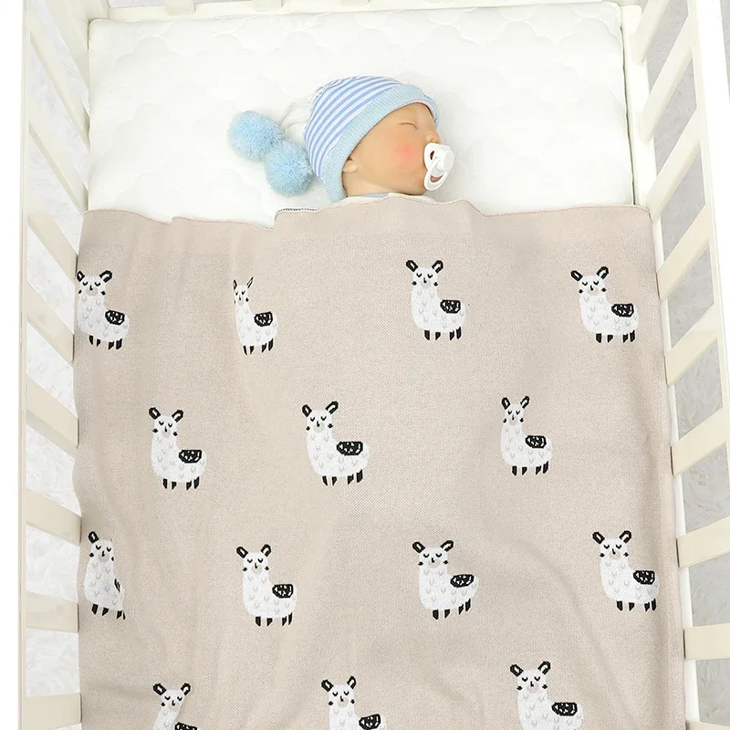 Pasgeboren Baby Dekens Katoen Gebreid Baby Meisje Slaapbedekking Super Zachte Peuter Kind Beddengoed Geruite Wieg Quilt 100*80Cm Swaddle