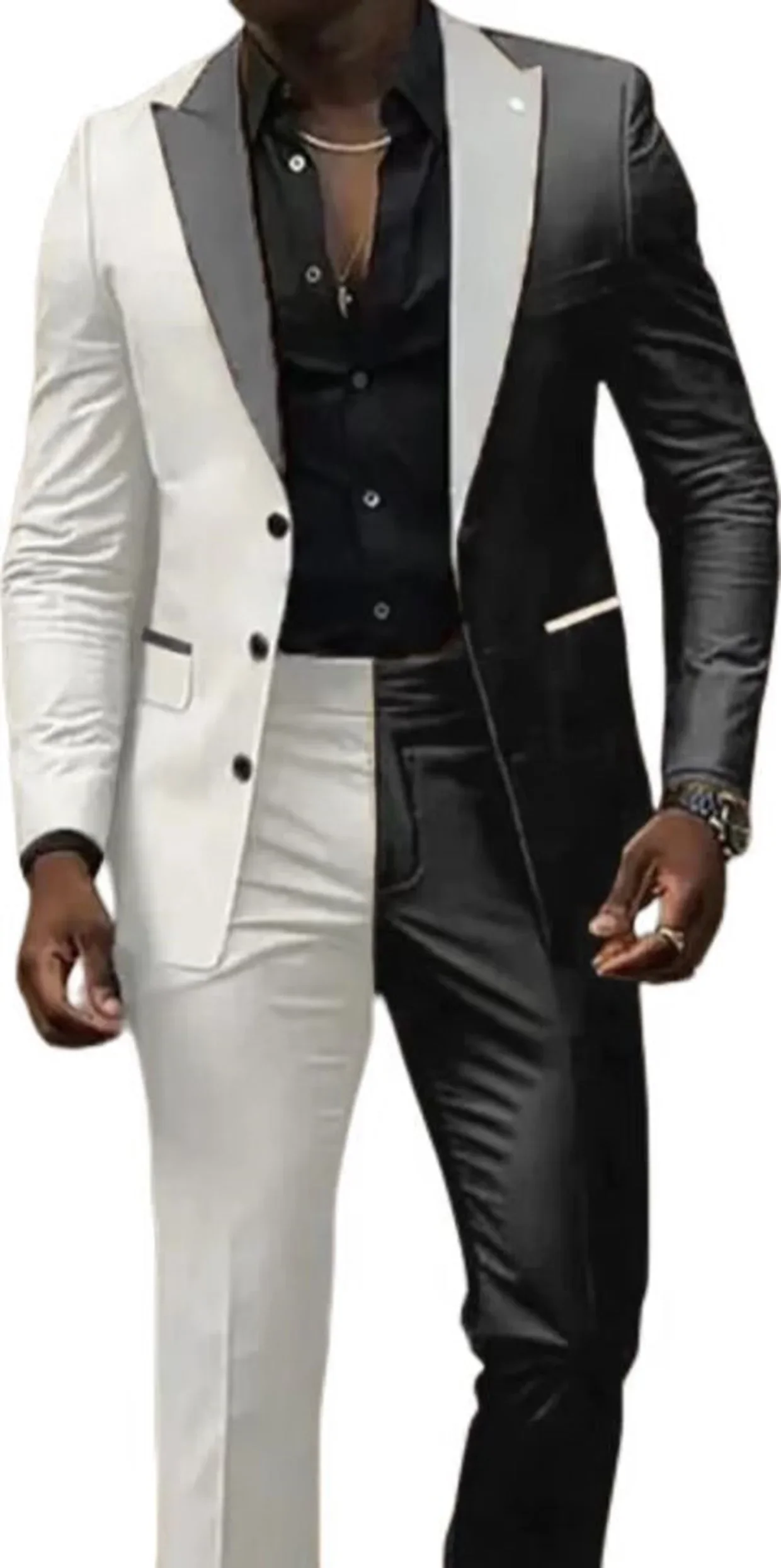 

Two Color Men's Suits 2 Pieces Blazer and Pants Set Single Breasted Groomsmen Party