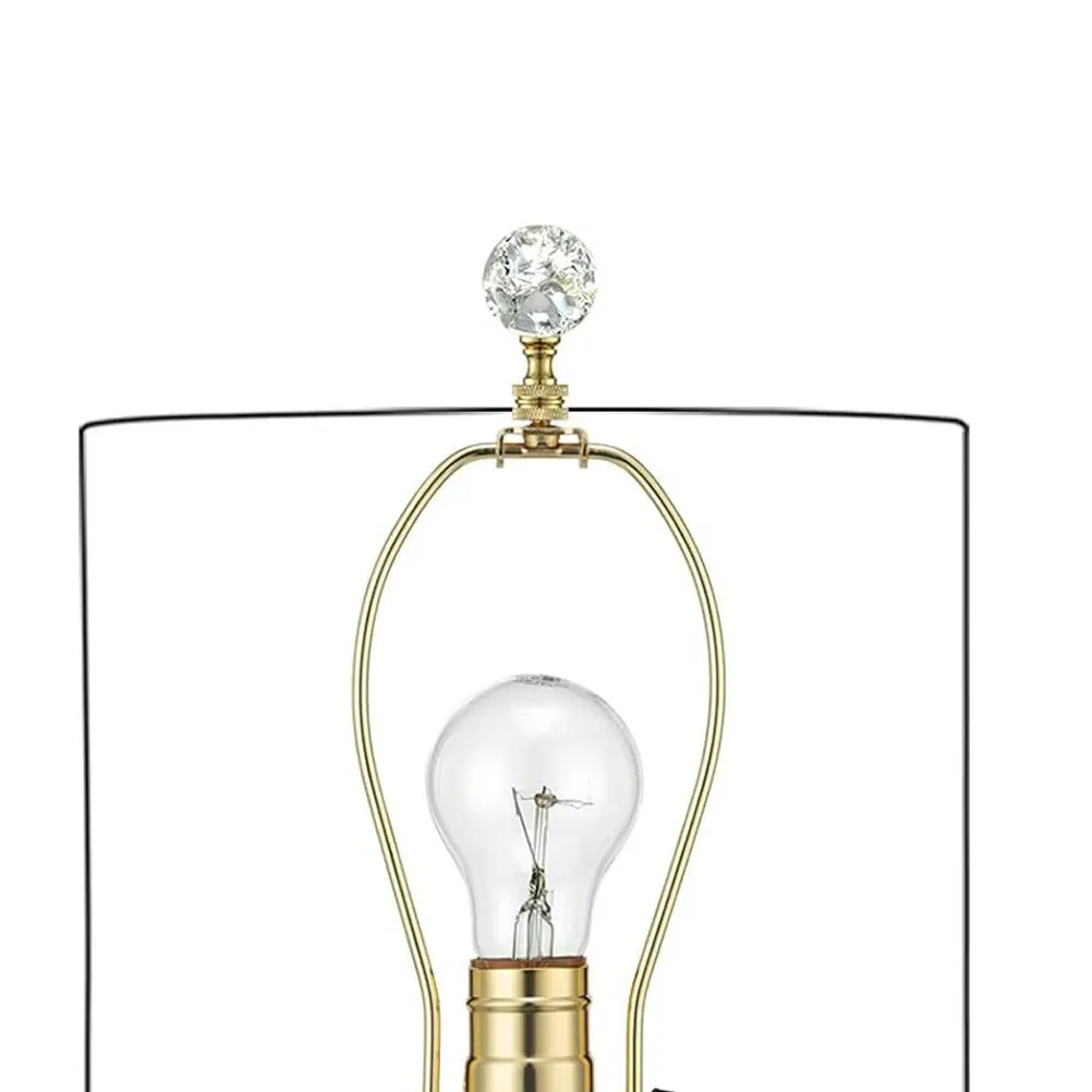 

2Pcs Crystal Glass Lamp Finial Ball Shaped Clear Crackle Glass Metal Base Decorative Lamp Shade Top Replacement Knob