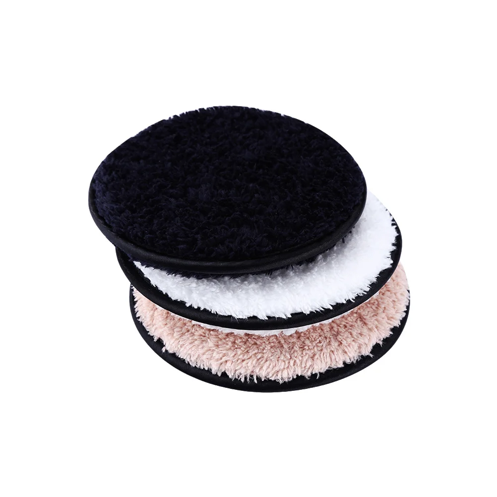 3pcs Makeup Remover Puff Washable Double Layer Cotton Facial Cleansing Pad For Deep Pore Cleaning Gentle Skin Care Tool