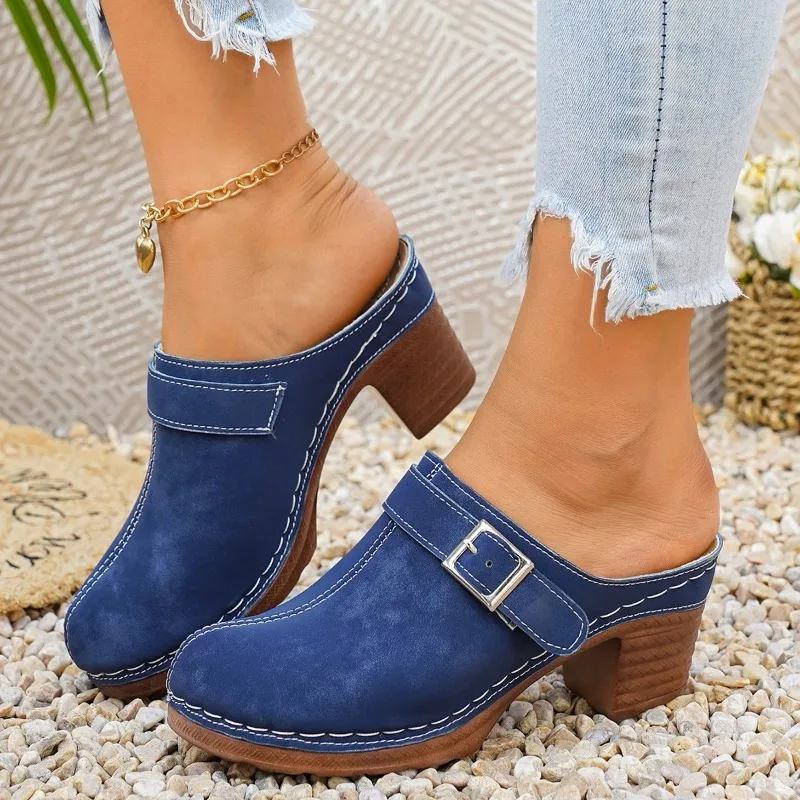 Women Sandals Open Toe Chunky High Heels Slippers Female Trend Summer High Heels Sandals Fashion Slingback Shoes for Women view 2