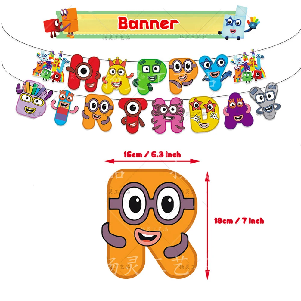 Cartoon Number children Birthday Party Custom Decor Puzzle Latex Balloon Banner Baby Shower  Photo Background Photography props