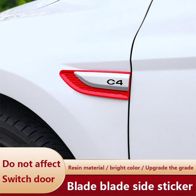 

Auto Door Fender Side Blade Badge Car Body Anti Scratch ABS Sticker For Citroen C4 Auto Accessories Side tuyere blade plate
