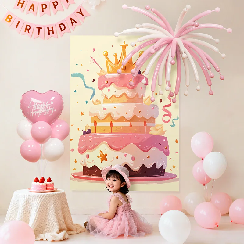 

Birthday Party Floor Balloon Decoration Background Wall 18th Birthday Cake Cloth Photo Scene Arrangement Birthday Party Deco