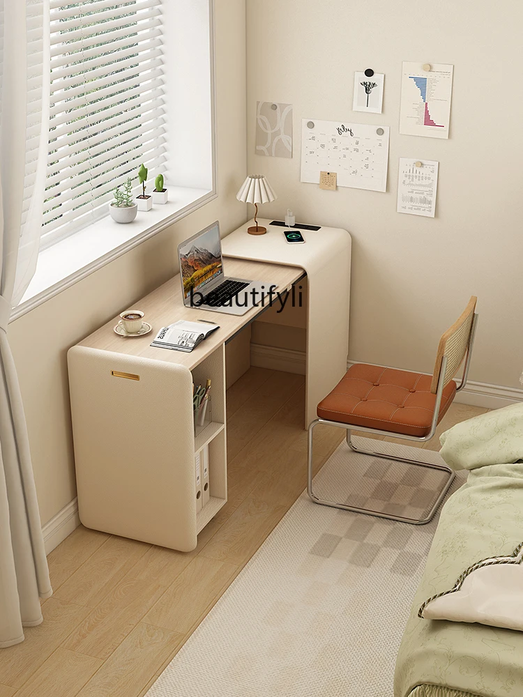 

Household Small Room Space-Saving Cream Style Bedside Folding Sliding Desk Computer Desk Integrated Bedroom Writing Desk