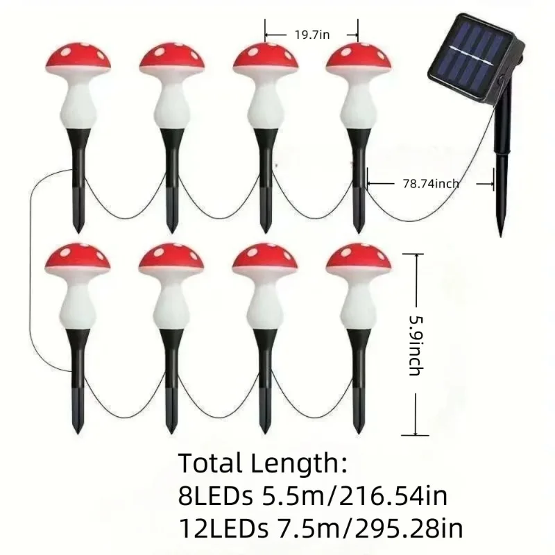 1PC Solar Mushroom Ground Plug Light Waterproof 8 Lighting Modes for Garden Lawn Patio Yard Pathway Outdoor Landscape Decor image 6
