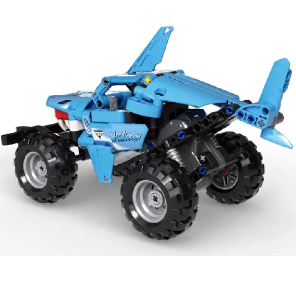 Technical Monster Jam Megalodon 42134 Building Blocks Set 2 in 1 Pull Back Shark Truck  Race Car Model Boys Toys Christmas Gifts