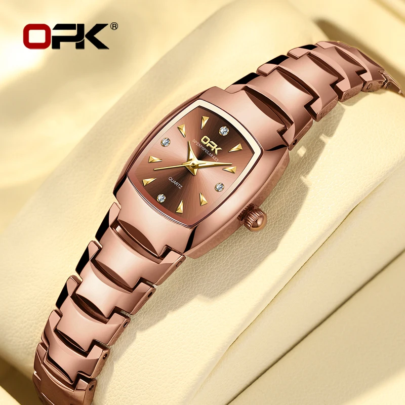 

Женские часы OPK 8112, оригинальные кварцевые часы, простые модные кварцевые часы, водонепроницаемые квадратные часы, светящиеся часы из нержавеющей стали